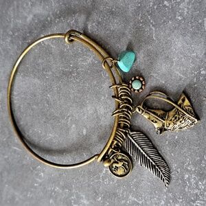 Goldtone Charm Bracelet with Turquoise Accents